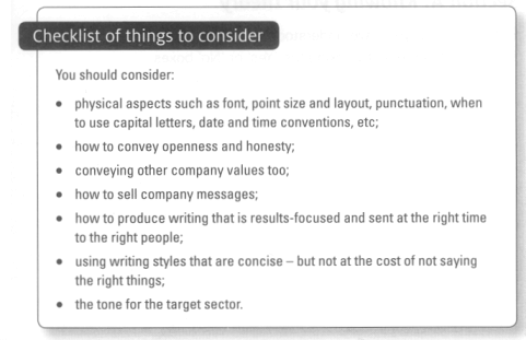 The text 'things to consider' is not useful. Checklist of things to consider