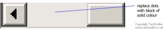 The chequered pattern has been replaced with a solid block of light grey pixels Solid colour replaces pattern of pixels